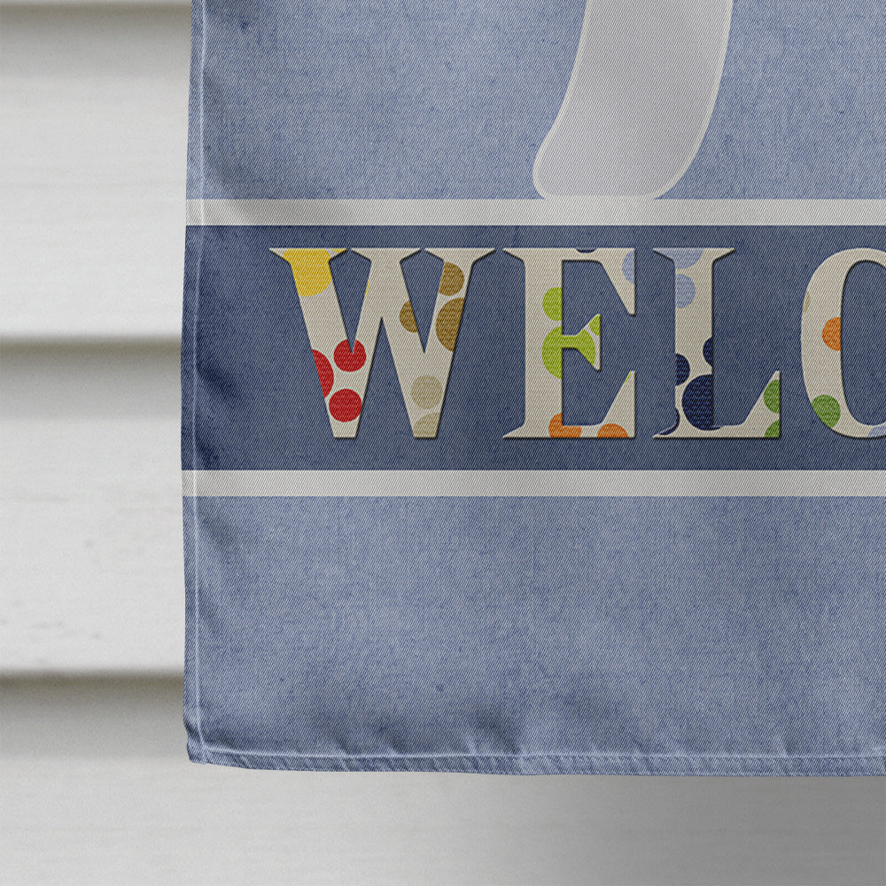 Bedlington Terrier Welcome House Flag 28x40 Porch Sleeve Pole Decorative Outside Yard Banner Artwork Wall Hanging, Polyester
