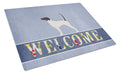 English Pointer Welcome Cutting Board Tempered Glass Kitchen Cutting Surface, Heat Resistant Chopping, Non-Slip Feet, Food Prep & Serving
