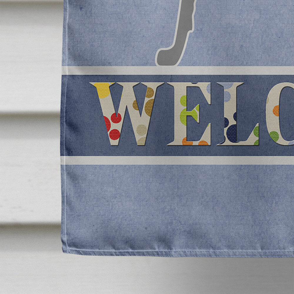 Scottish Deerhound Welcome House Flag 28x40 Porch Sleeve Pole Decorative Outside Yard Banner Artwork Wall Hanging, Polyester