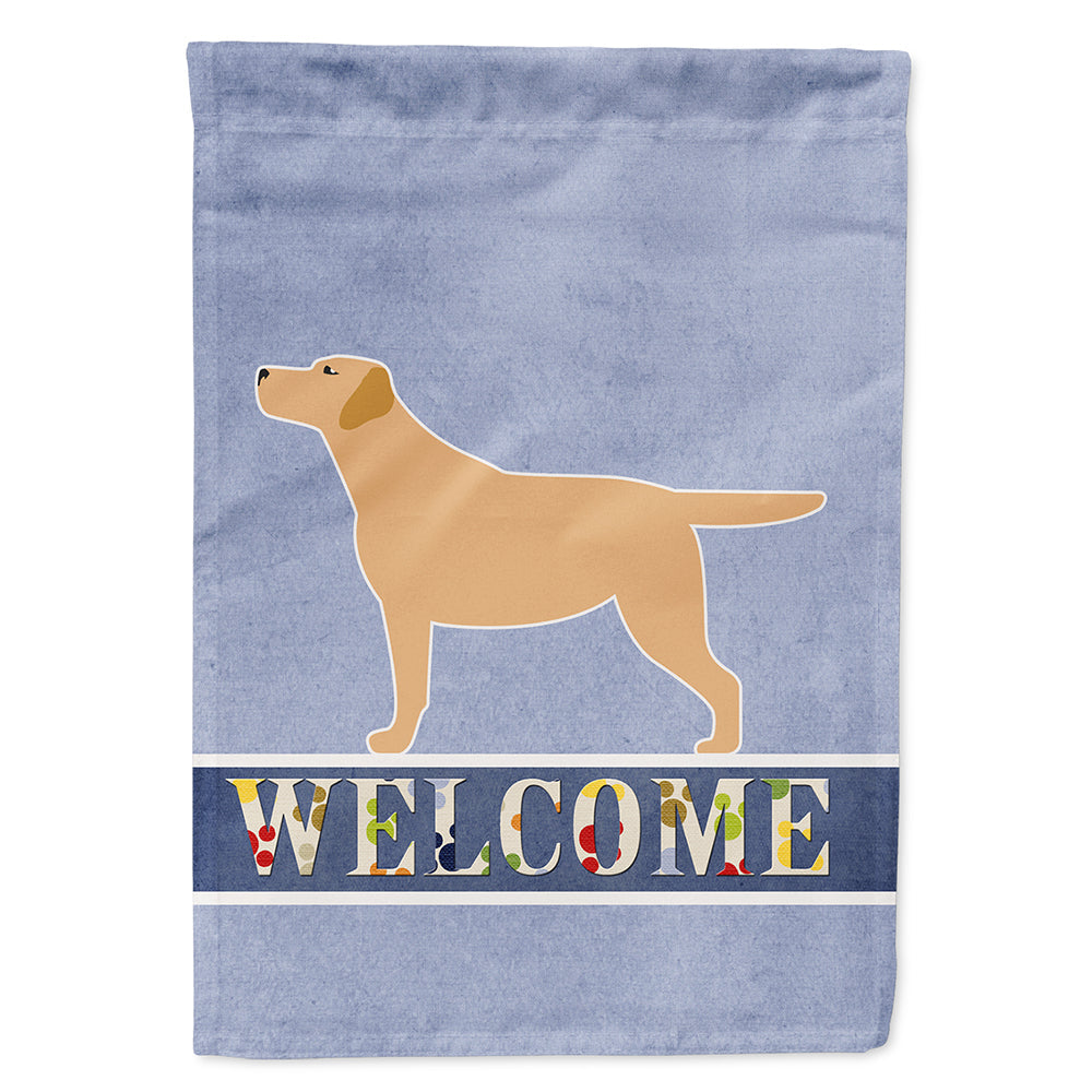 Yellow Labrador Retriever Welcome House Flag 28x40 Porch Sleeve Pole Decorative Outside Yard Banner Artwork Wall Hanging, Polyester