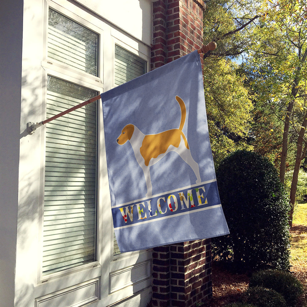 American Foxhound Welcome House Flag 28x40 Porch Sleeve Pole Decorative Outside Yard Banner Artwork Wall Hanging, Polyester