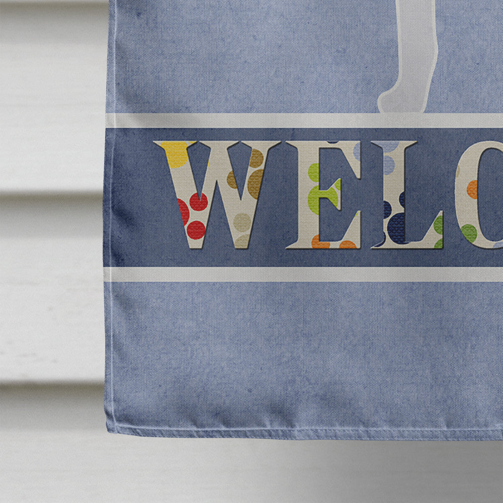American Foxhound Welcome House Flag 28x40 Porch Sleeve Pole Decorative Outside Yard Banner Artwork Wall Hanging, Polyester