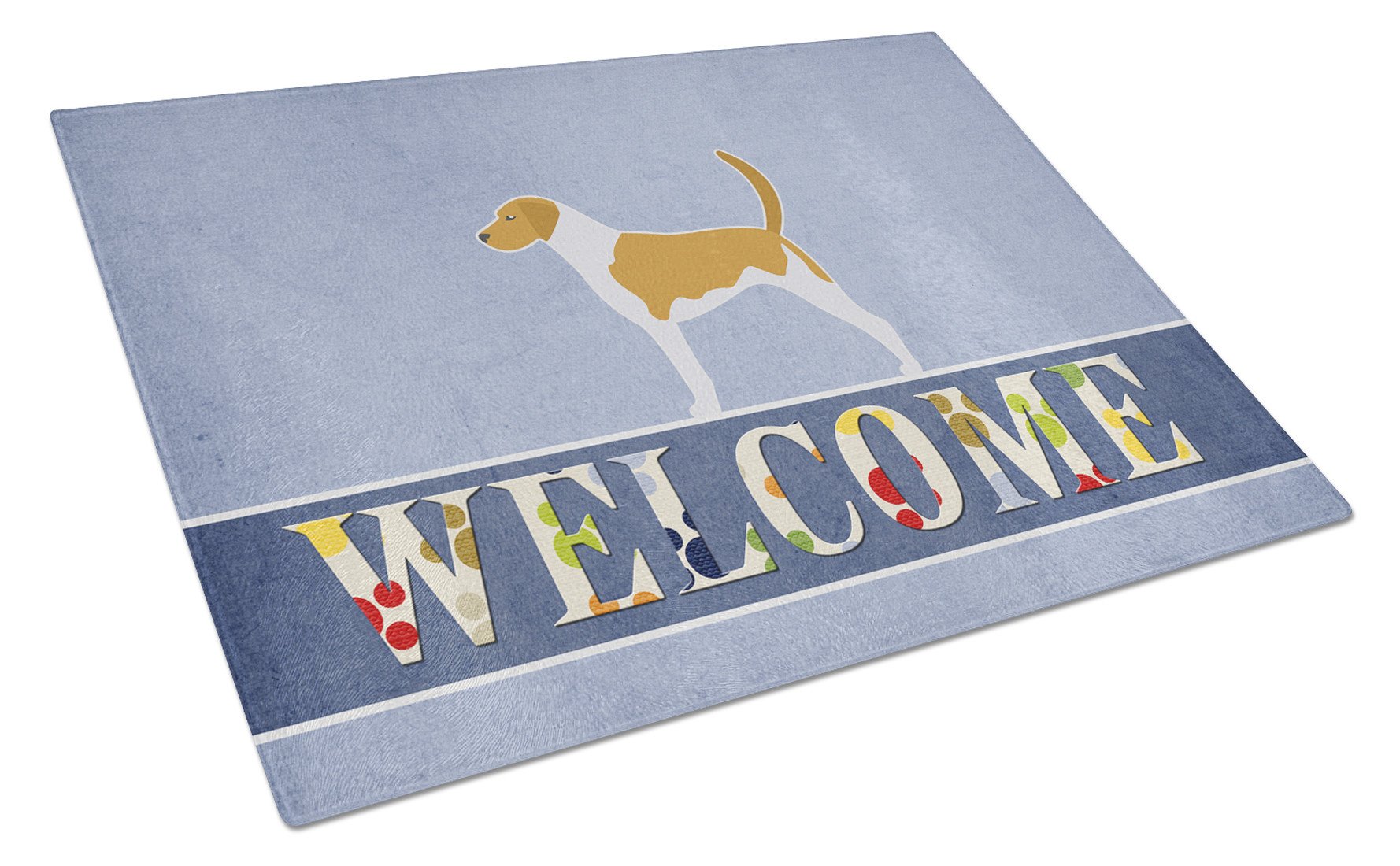 American Foxhound Welcome Cutting Board Tempered Glass Kitchen Cutting Surface, Heat Resistant Chopping, Non-Slip Feet, Food Prep & Serving