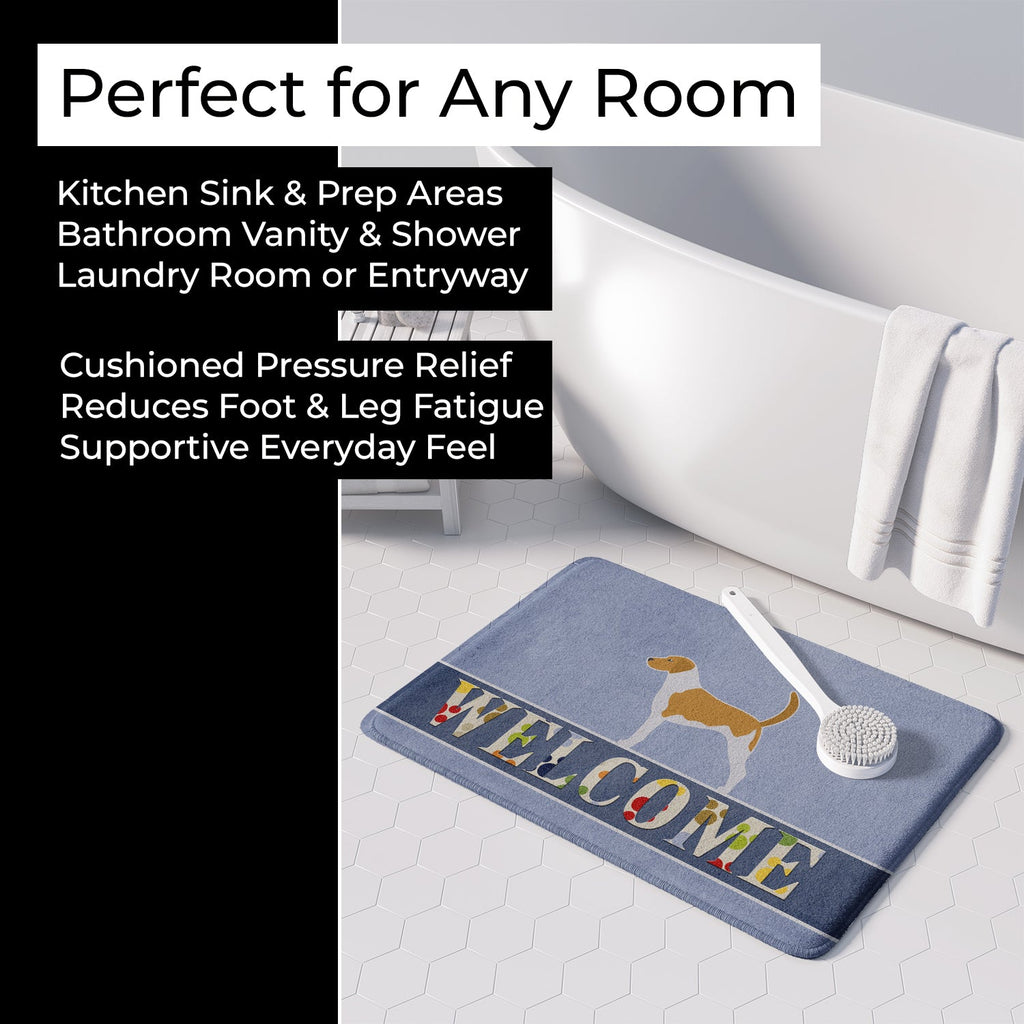 American Foxhound Welcome Memory Foam Kitchen Mat Machine Washable Anti-Fatigue Cushion Comfort Bath or Kitchen Rug