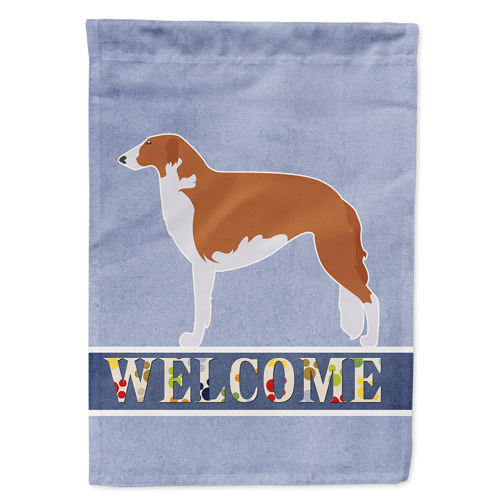 Borzoi Russian Greyhound Welcome House Flag 28x40 Porch Sleeve Pole Decorative Outside Yard Banner Artwork Wall Hanging, Polyester