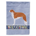 Borzoi Russian Greyhound Welcome House Flag 28x40 Porch Sleeve Pole Decorative Outside Yard Banner Artwork Wall Hanging, Polyester