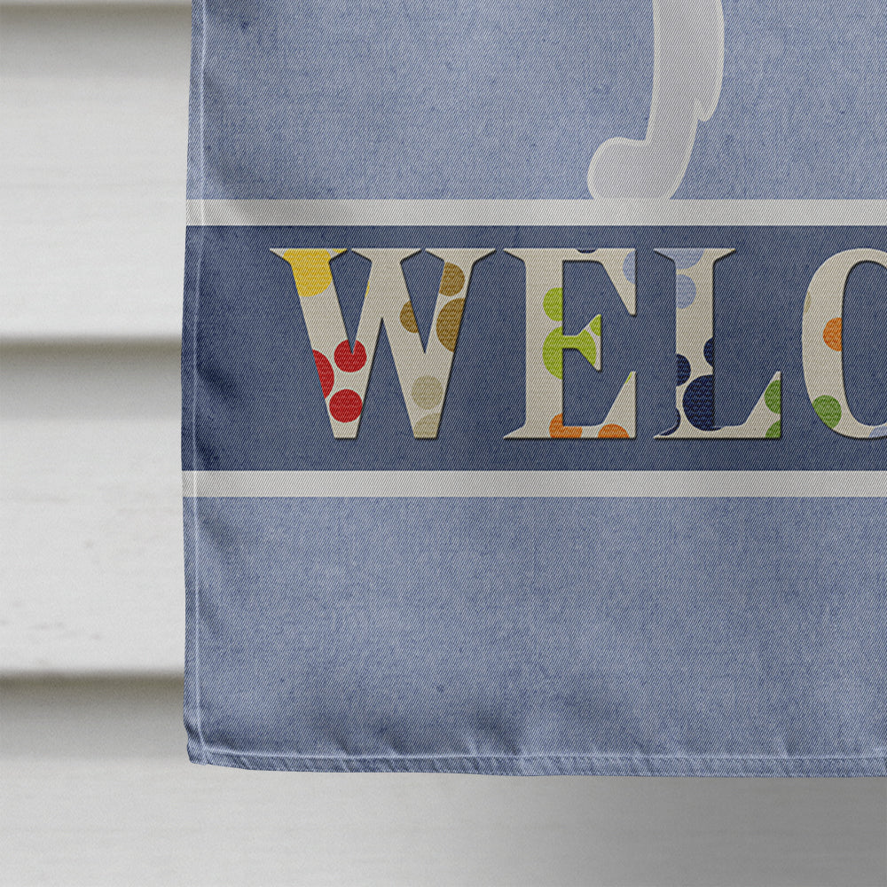 Borzoi Russian Greyhound Welcome House Flag 28x40 Porch Sleeve Pole Decorative Outside Yard Banner Artwork Wall Hanging, Polyester