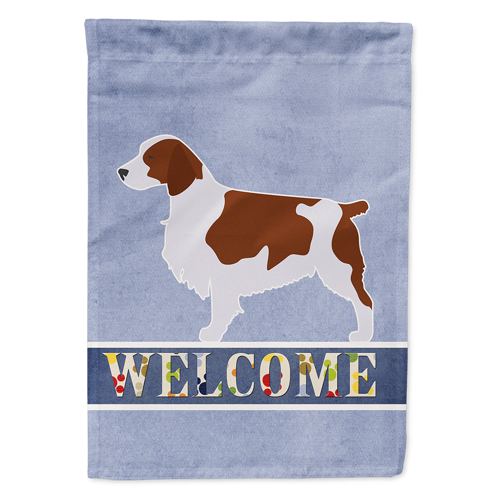 Welsh Springer Spaniel Welcome House Flag 28x40 Porch Sleeve Pole Decorative Outside Yard Banner Artwork Wall Hanging, Polyester
