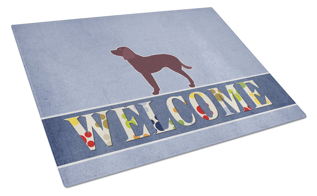American Water Spaniel Welcome Cutting Board Tempered Glass Kitchen Cutting Surface, Heat Resistant Chopping, Non-Slip Feet, Food Prep & Serving