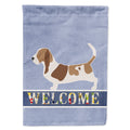 Basset Hound Welcome House Flag 28x40 Porch Sleeve Pole Decorative Outside Yard Banner Artwork Wall Hanging, Polyester