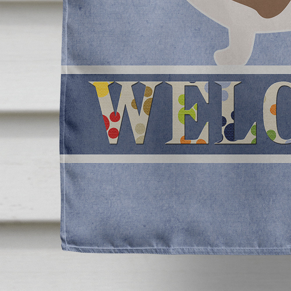 Basset Hound Welcome House Flag 28x40 Porch Sleeve Pole Decorative Outside Yard Banner Artwork Wall Hanging, Polyester