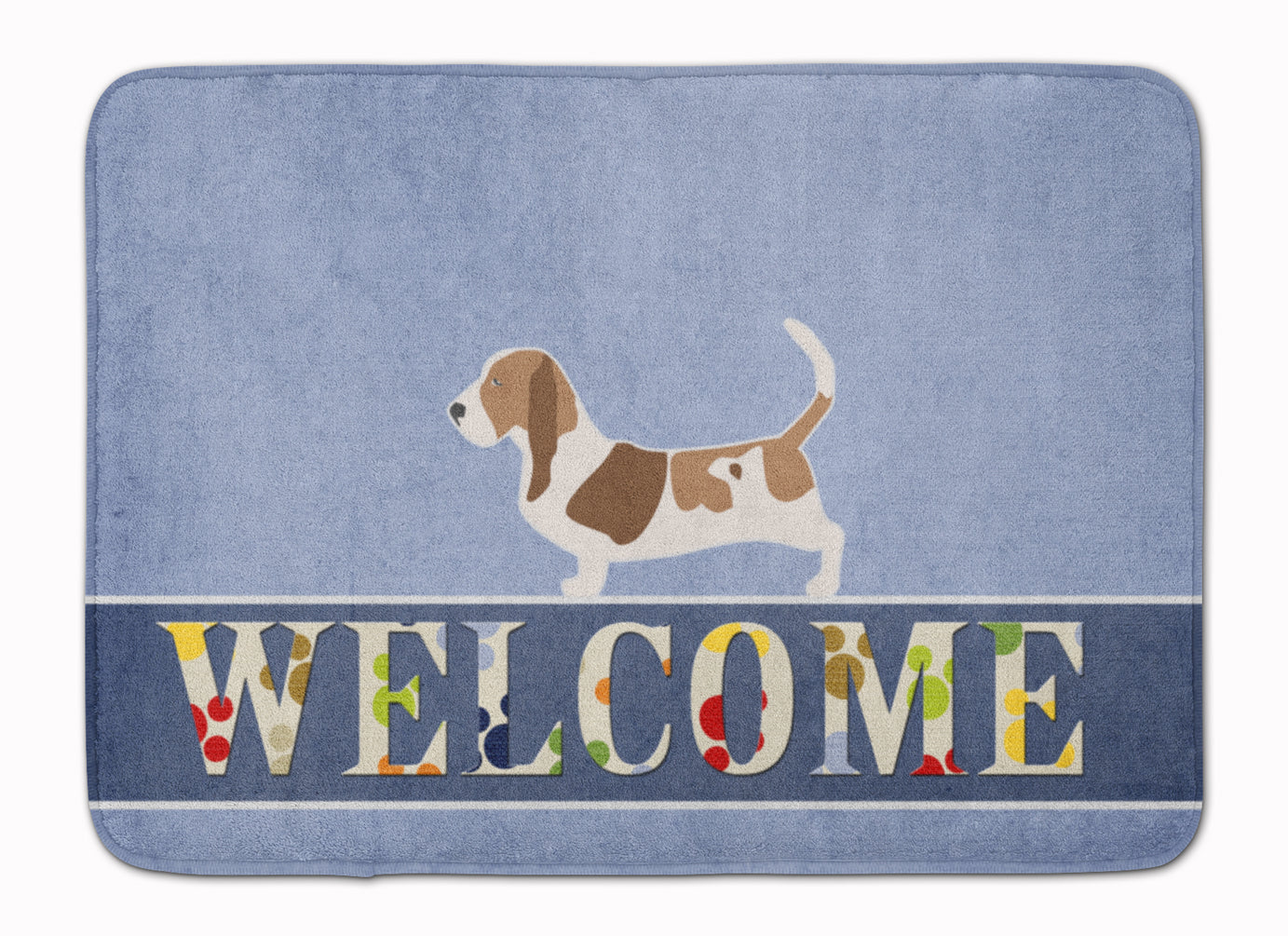 Basset Hound Welcome Memory Foam Kitchen Mat Machine Washable Anti-Fatigue Cushion Comfort Bath or Kitchen Rug
