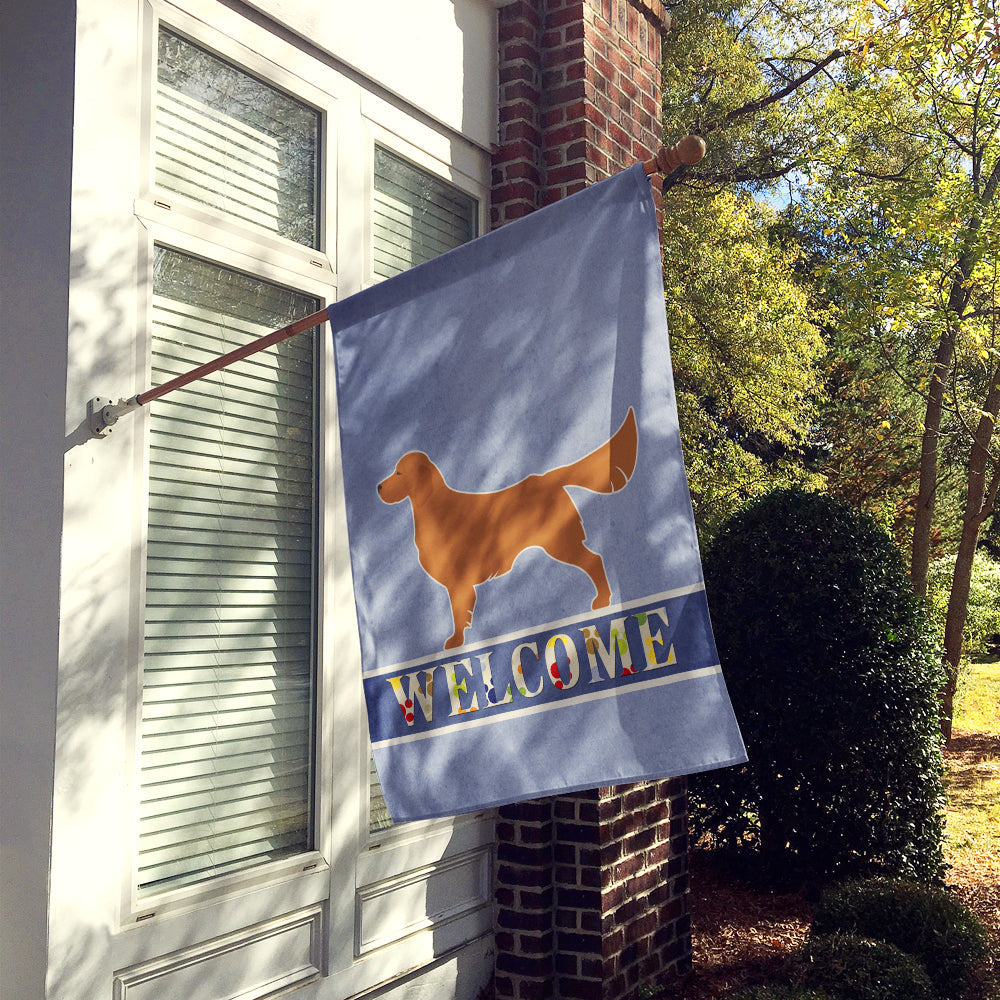 Golden Retriever Welcome House Flag 28x40 Porch Sleeve Pole Decorative Outside Yard Banner Artwork Wall Hanging, Polyester