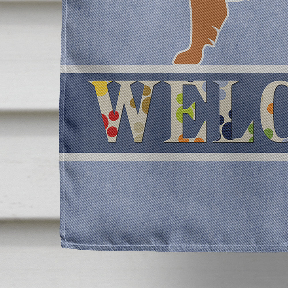 Golden Retriever Welcome House Flag 28x40 Porch Sleeve Pole Decorative Outside Yard Banner Artwork Wall Hanging, Polyester