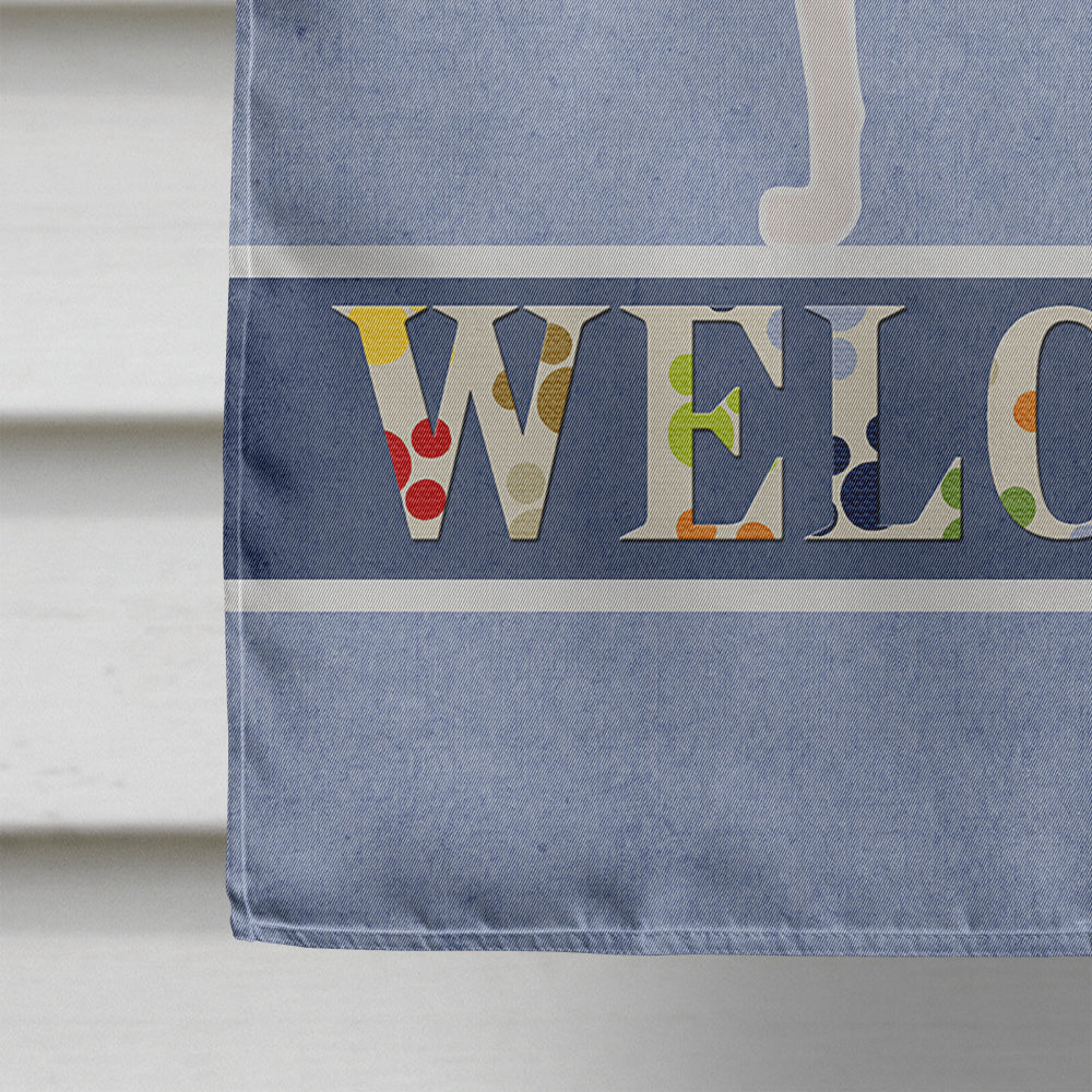 Greyhound Welcome House Flag 28x40 Porch Sleeve Pole Decorative Outside Yard Banner Artwork Wall Hanging, Polyester