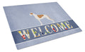 Greyhound Welcome Cutting Board Tempered Glass Kitchen Cutting Surface, Heat Resistant Chopping, Non-Slip Feet, Food Prep & Serving
