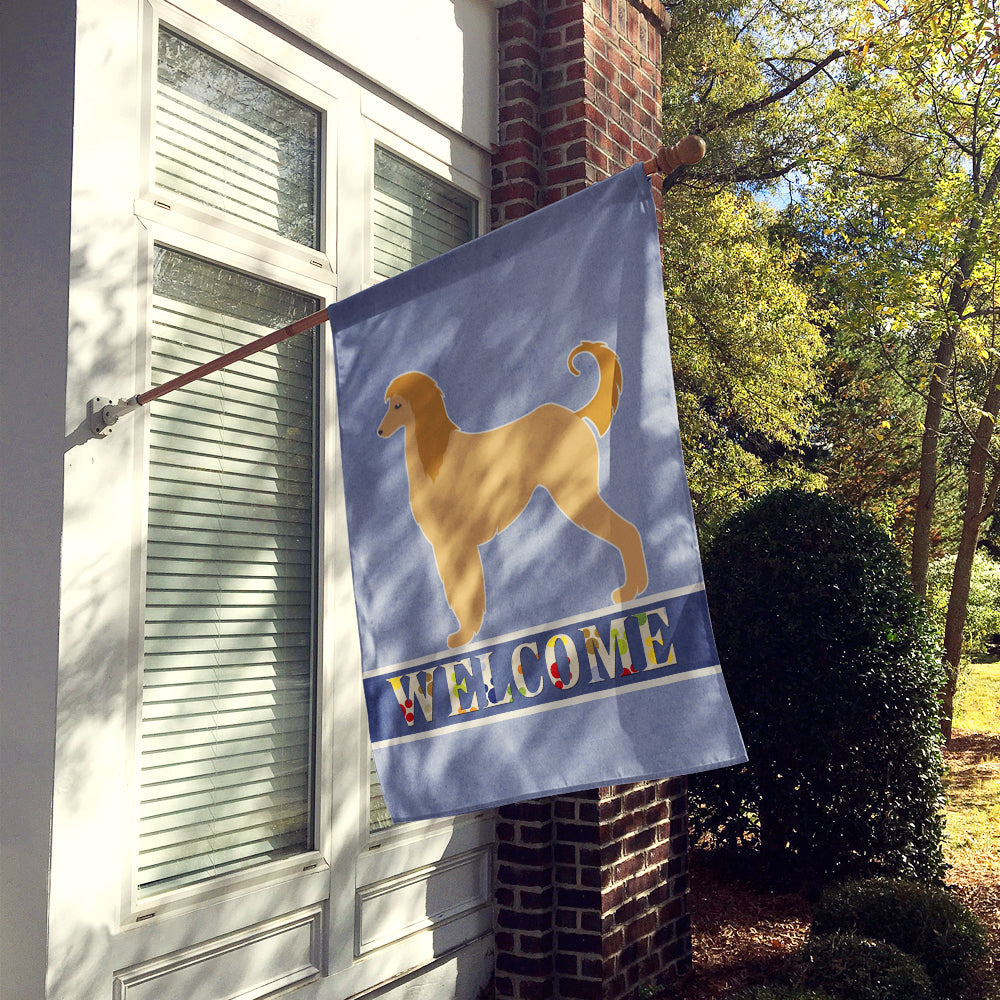 Afghan Hound Welcome House Flag 28x40 Porch Sleeve Pole Decorative Outside Yard Banner Artwork Wall Hanging, Polyester