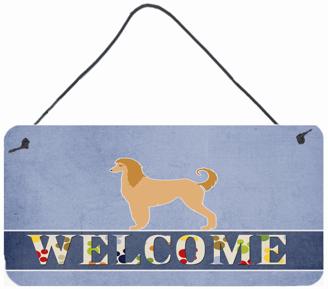 Afghan Hound Welcome Wall or Door Hanging Prints Aluminum Metal Sign Kitchen Wall Bar Bathroom Plaque Home Decor, 8HX12W, Multicolor