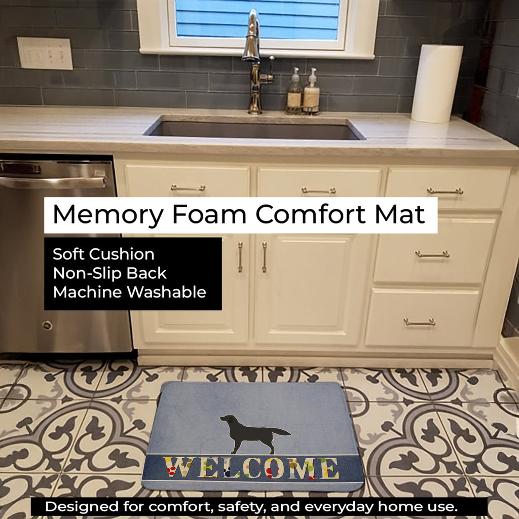 Black Labrador Retriever Welcome Memory Foam Kitchen Mat Machine Washable Anti-Fatigue Cushion Comfort Bath or Kitchen Rug
