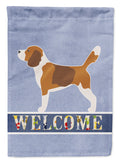 Beagle Welcome House Flag 28x40 Porch Sleeve Pole Decorative Outside Yard Banner Artwork Wall Hanging, Polyester