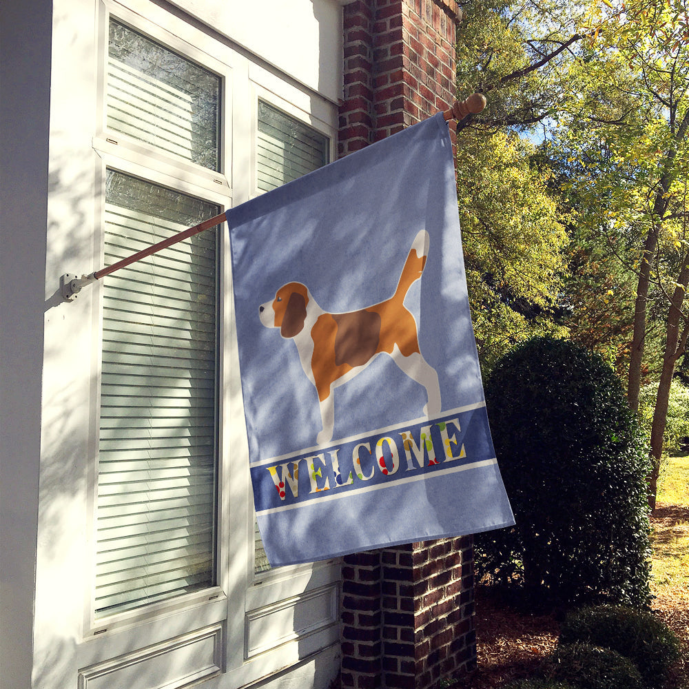 Beagle Welcome House Flag 28x40 Porch Sleeve Pole Decorative Outside Yard Banner Artwork Wall Hanging, Polyester