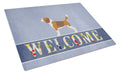 Beagle Welcome Cutting Board Tempered Glass Kitchen Cutting Surface, Heat Resistant Chopping, Non-Slip Feet, Food Prep & Serving