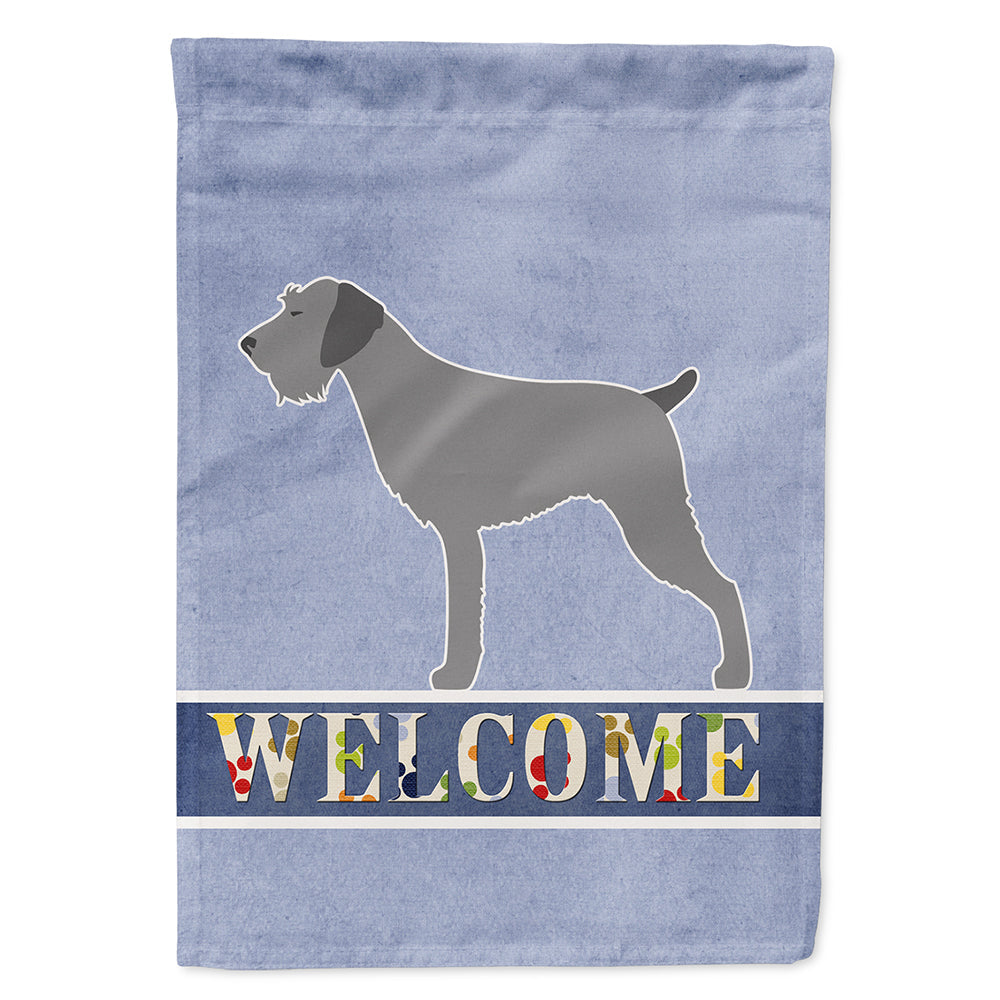 German Wirehaired Pointer Welcome House Flag 28x40 Porch Sleeve Pole Decorative Outside Yard Banner Artwork Wall Hanging, Polyester