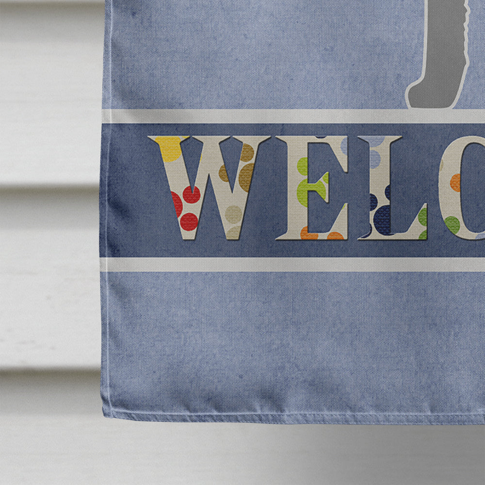 German Wirehaired Pointer Welcome House Flag 28x40 Porch Sleeve Pole Decorative Outside Yard Banner Artwork Wall Hanging, Polyester