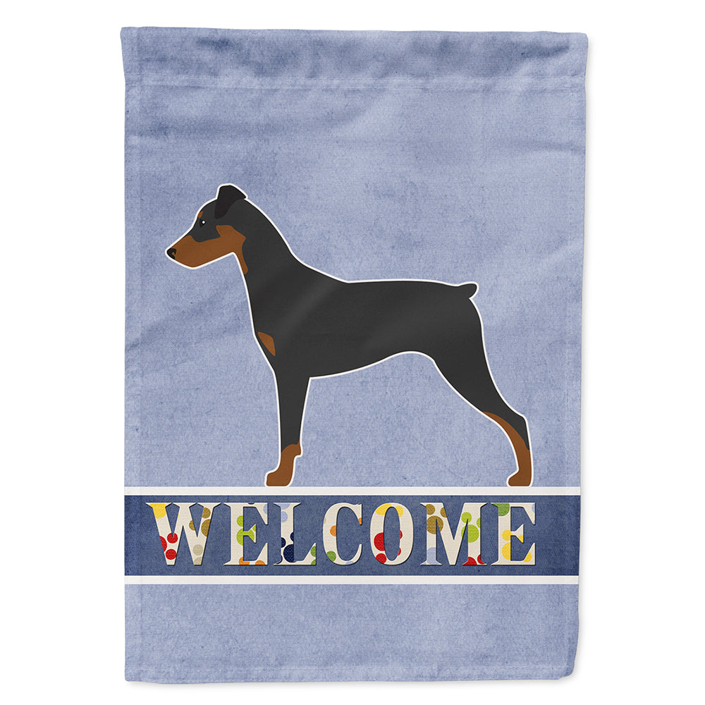 German Pinscher Welcome House Flag 28x40 Porch Sleeve Pole Decorative Outside Yard Banner Artwork Wall Hanging, Polyester
