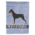German Pinscher Welcome House Flag 28x40 Porch Sleeve Pole Decorative Outside Yard Banner Artwork Wall Hanging, Polyester