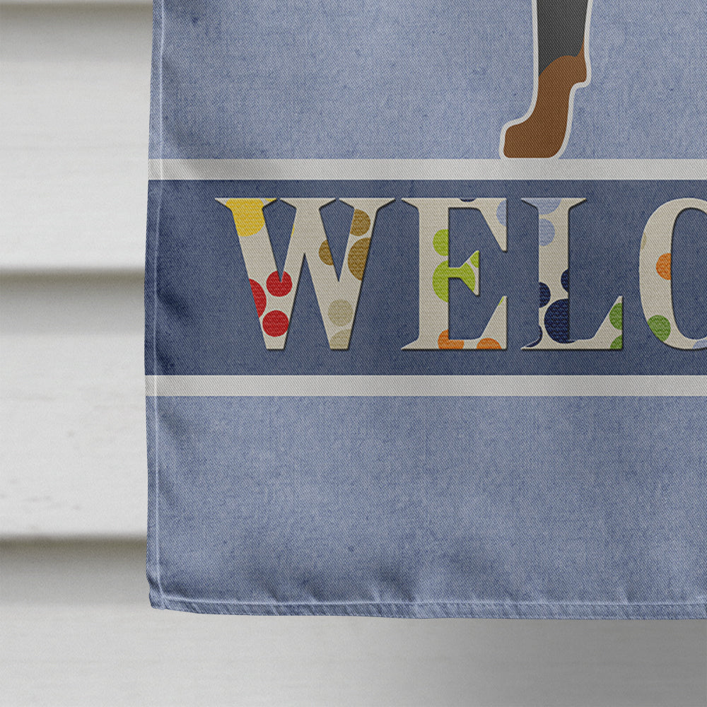 German Pinscher Welcome House Flag 28x40 Porch Sleeve Pole Decorative Outside Yard Banner Artwork Wall Hanging, Polyester