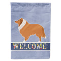 Collie Welcome House Flag 28x40 Porch Sleeve Pole Decorative Outside Yard Banner Artwork Wall Hanging, Polyester