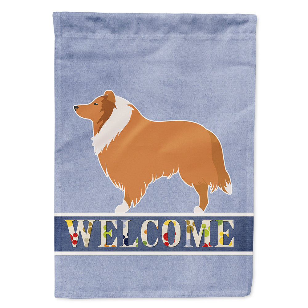 Collie Welcome House Flag 28x40 Porch Sleeve Pole Decorative Outside Yard Banner Artwork Wall Hanging, Polyester