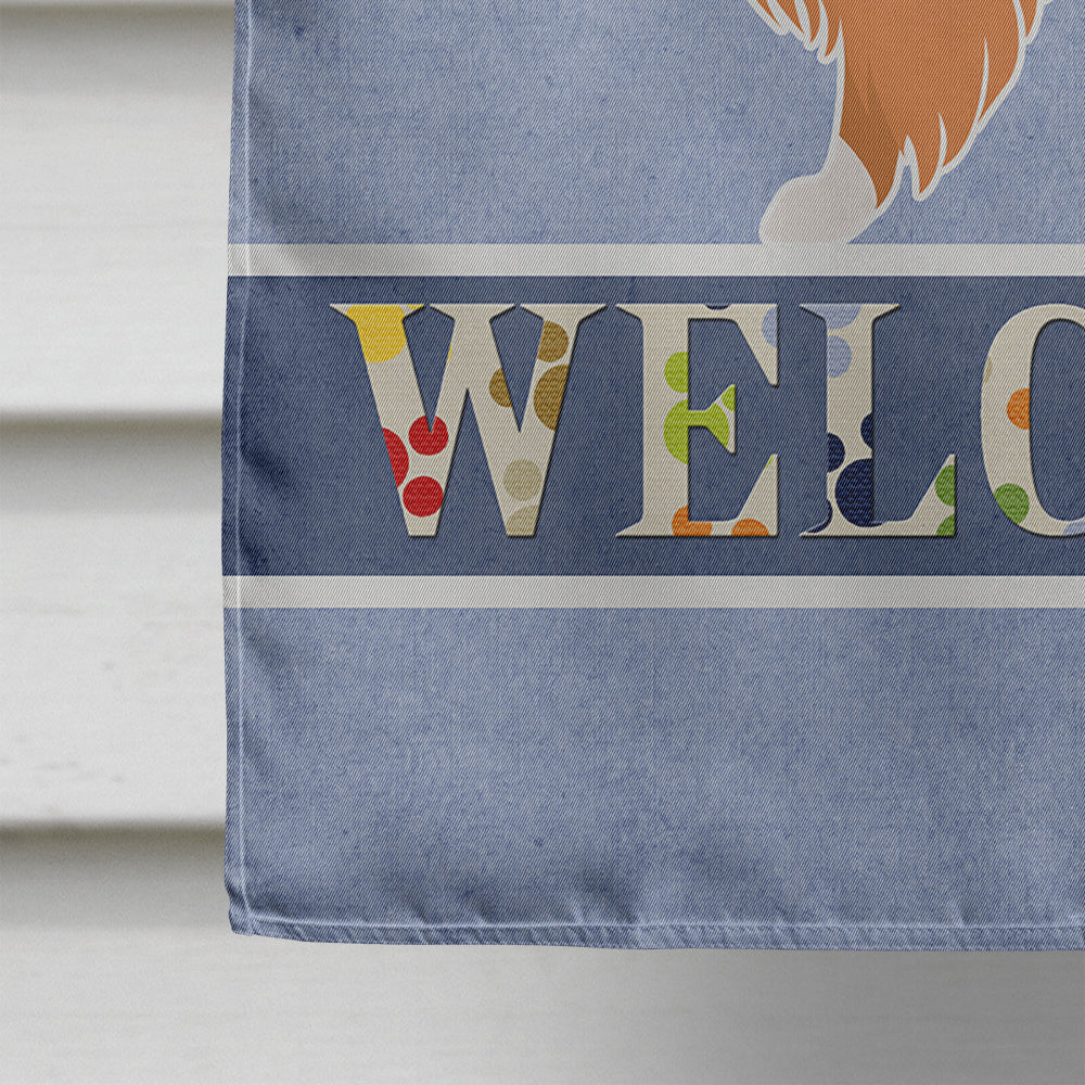 Collie Welcome House Flag 28x40 Porch Sleeve Pole Decorative Outside Yard Banner Artwork Wall Hanging, Polyester
