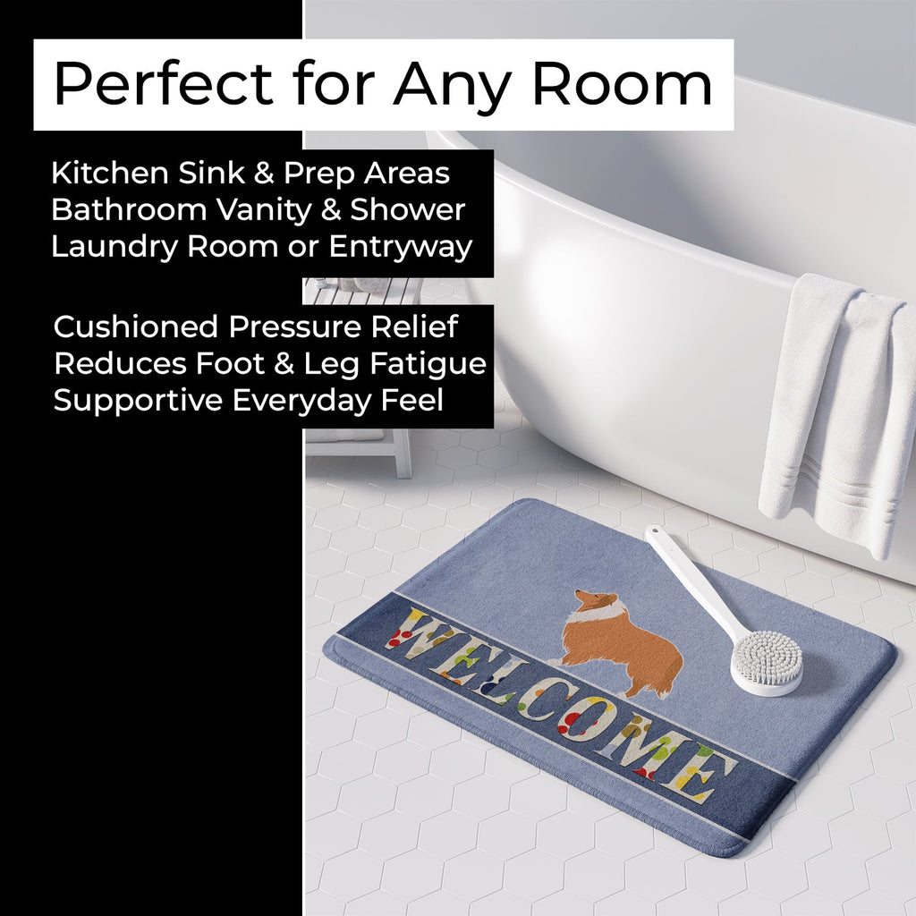 Collie Welcome Memory Foam Kitchen Mat Machine Washable Anti-Fatigue Cushion Comfort Bath or Kitchen Rug