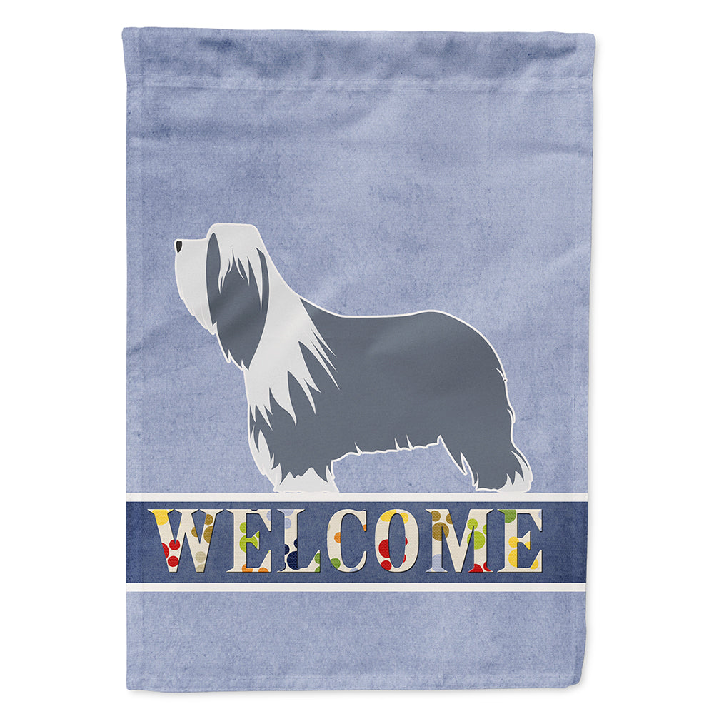 Bearded Collie Welcome House Flag 28x40 Porch Sleeve Pole Decorative Outside Yard Banner Artwork Wall Hanging, Polyester