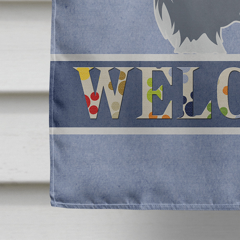 Bearded Collie Welcome House Flag 28x40 Porch Sleeve Pole Decorative Outside Yard Banner Artwork Wall Hanging, Polyester
