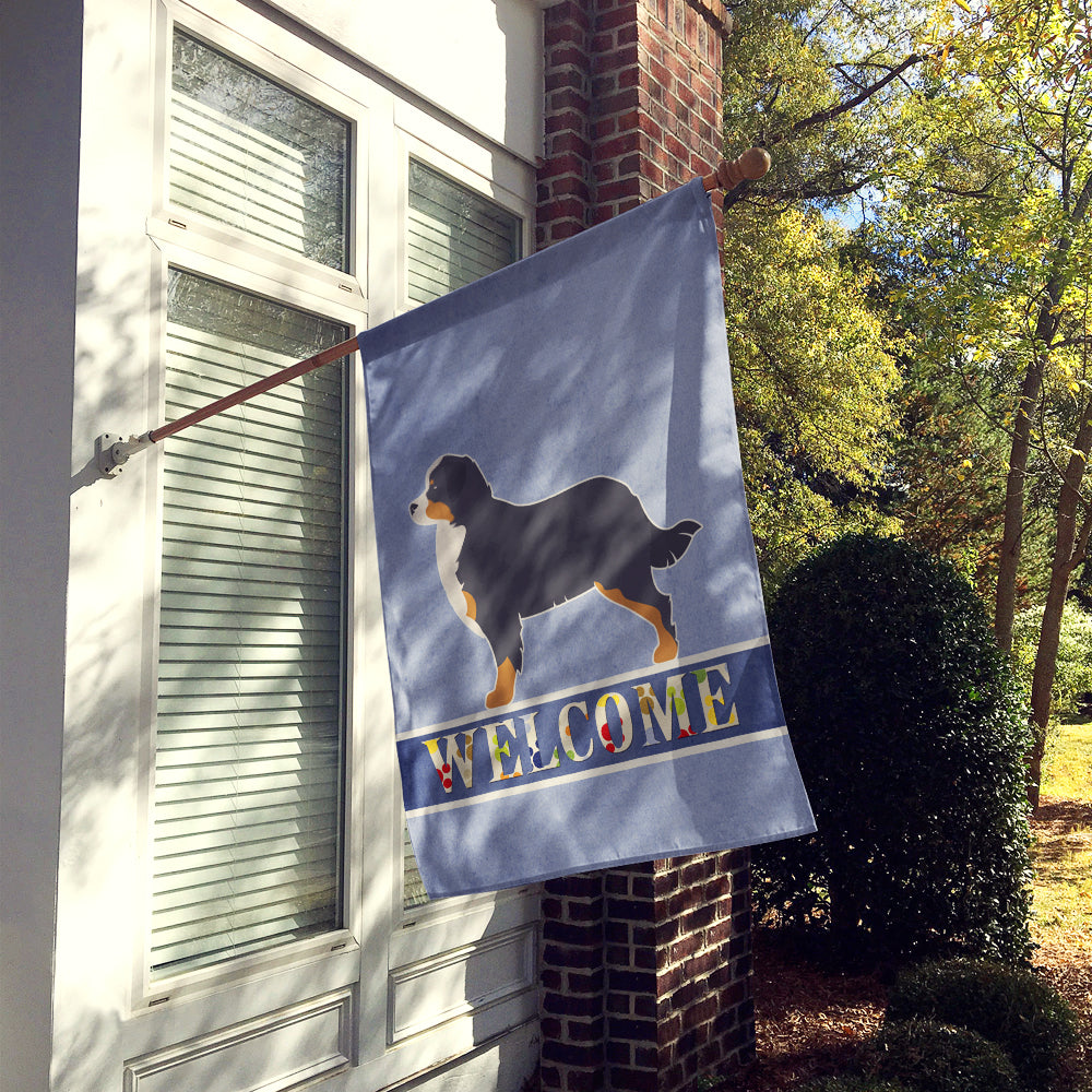 Bernese Mountain Dog Welcome House Flag 28x40 Porch Sleeve Pole Decorative Outside Yard Banner Artwork Wall Hanging, Polyester