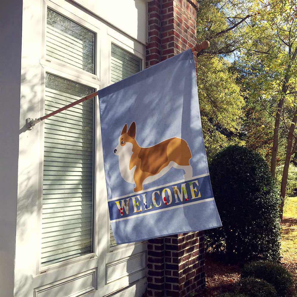Corgi Welcome House Flag 28x40 Porch Sleeve Pole Decorative Outside Yard Banner Artwork Wall Hanging, Polyester