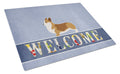 Corgi Welcome Cutting Board Tempered Glass Kitchen Cutting Surface, Heat Resistant Chopping, Non-Slip Feet, Food Prep & Serving