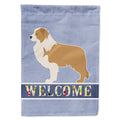 Red Border Collie Welcome House Flag 28x40 Porch Sleeve Pole Decorative Outside Yard Banner Artwork Wall Hanging, Polyester