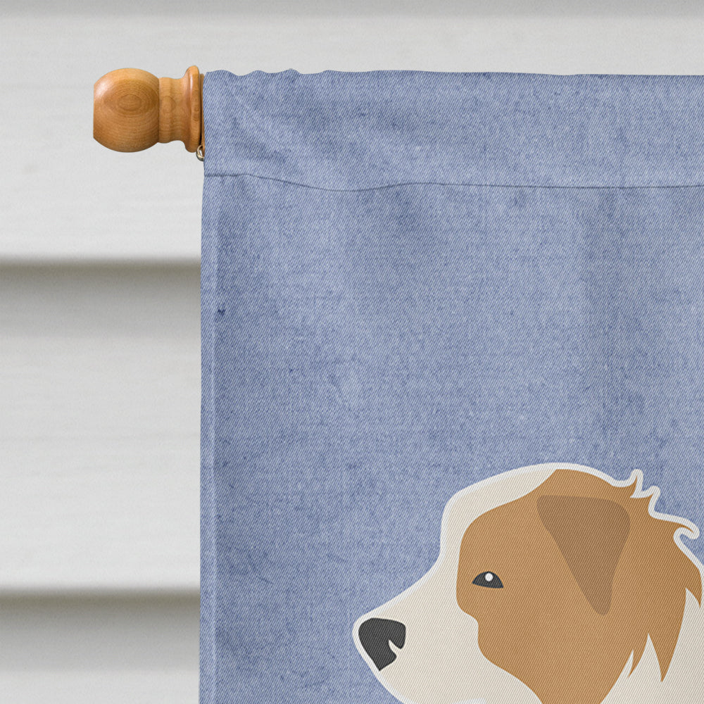 Red Border Collie Welcome House Flag 28x40 Porch Sleeve Pole Decorative Outside Yard Banner Artwork Wall Hanging, Polyester
