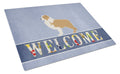 Red Border Collie Welcome Cutting Board Tempered Glass Kitchen Cutting Surface, Heat Resistant Chopping, Non-Slip Feet, Food Prep & Serving