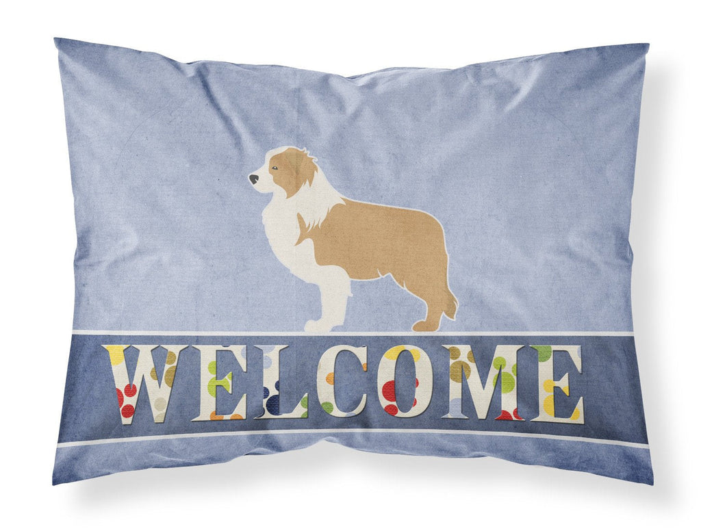Red Border Collie Welcome Standard Pillowcase Lightweight Super Soft Easy Care Decorative Artwork Pillowcase, Standard