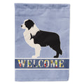 Black Border Collie Welcome House Flag 28x40 Porch Sleeve Pole Decorative Outside Yard Banner Artwork Wall Hanging, Polyester