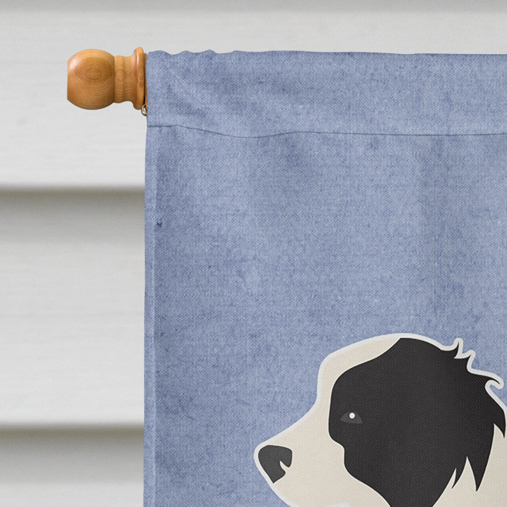Black Border Collie Welcome House Flag 28x40 Porch Sleeve Pole Decorative Outside Yard Banner Artwork Wall Hanging, Polyester