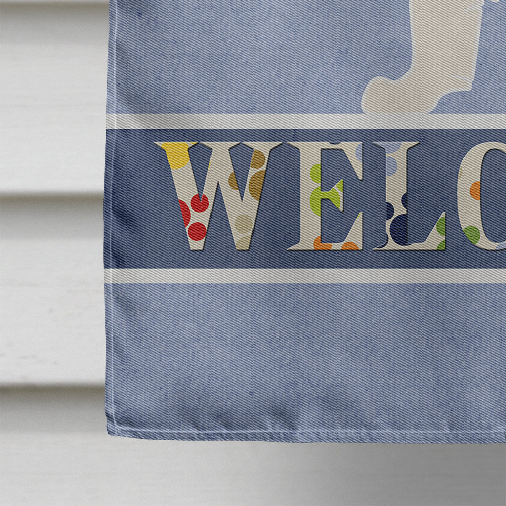Black Border Collie Welcome House Flag 28x40 Porch Sleeve Pole Decorative Outside Yard Banner Artwork Wall Hanging, Polyester