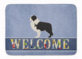 Black Border Collie Welcome Memory Foam Kitchen Mat Machine Washable Anti-Fatigue Cushion Comfort Bath or Kitchen Rug