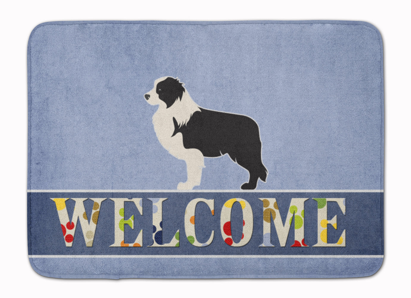 Black Border Collie Welcome Memory Foam Kitchen Mat Machine Washable Anti-Fatigue Cushion Comfort Bath or Kitchen Rug