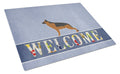 German Shepherd Welcome Cutting Board Tempered Glass Kitchen Cutting Surface, Heat Resistant Chopping, Non-Slip Feet, Food Prep & Serving